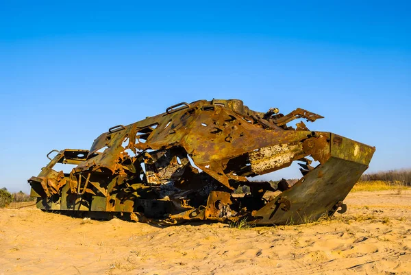 Damaged ATC in a desert — Stock Photo, Image