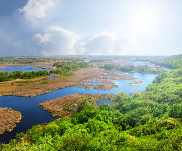 Ucraina vorskla fiume delta paesaggio — Foto Stock