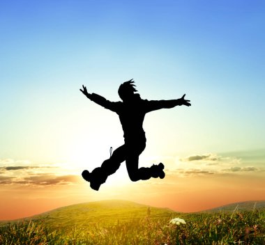 insanlar siluet günbatımı bir arka plan üzerinde atlama