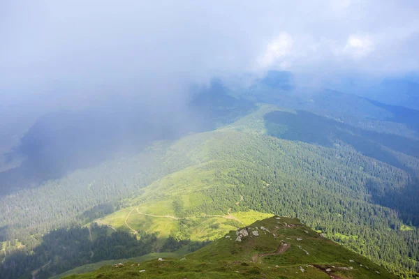 View from a Petros mount top, Carpathians, Ukraine — Stock Photo, Image
