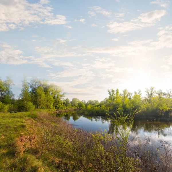 güzel bir akşam nehir gün batımında
