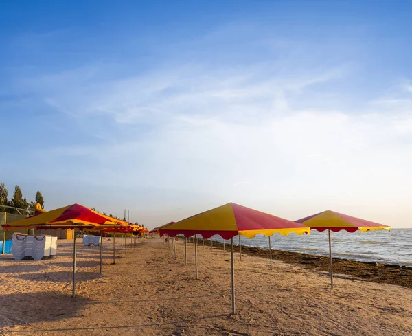 Playa de arena de verano por la mañana temprano — Foto de Stock