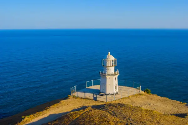 Vit Fyr Udde Havet — Stockfoto