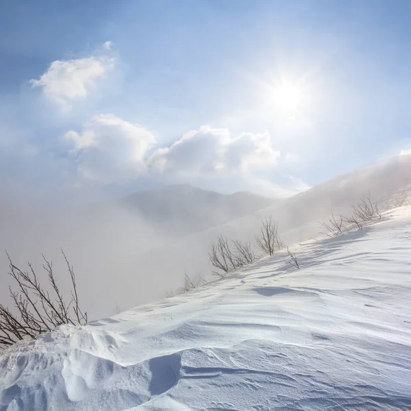 Paesaggio Montano Invernale Sotto Sole Scintillante — Foto Stock