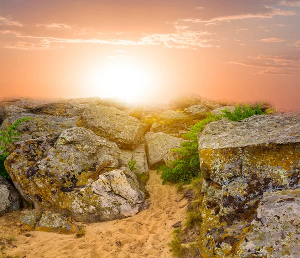 Hoop Stenen Bij Zonsondergang — Stockfoto