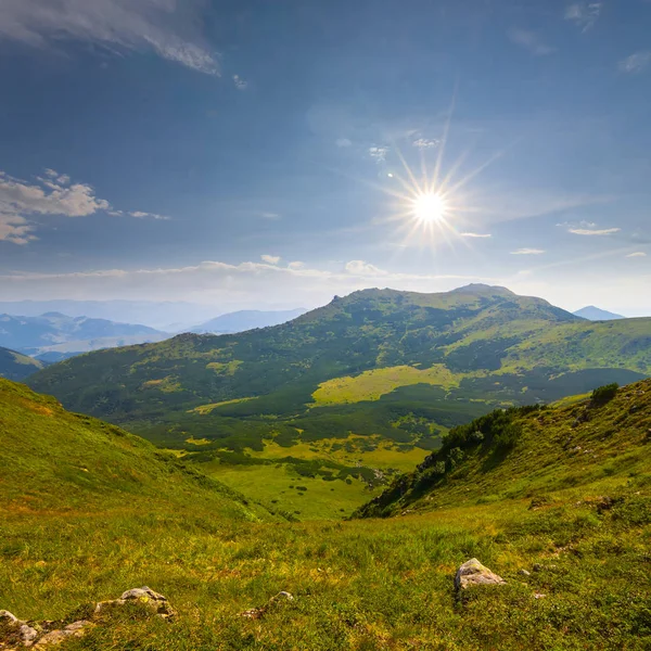 Yeşil dağ Vadisi sıcak yaz gününde