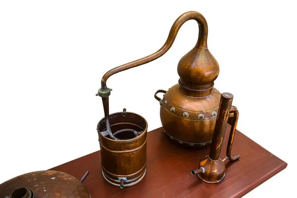 Old Stylized Copper Distiller White Background — Stock Photo, Image