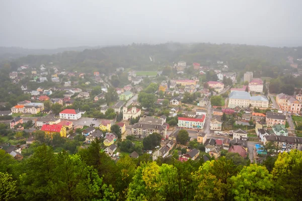 View Small City Mist Mount Top Ukraine Kremenetc — Stock Photo, Image