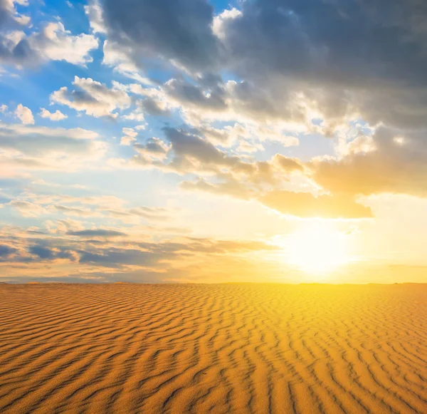 Paisagem Arenosa Deserto Pôr Sol — Fotografia de Stock