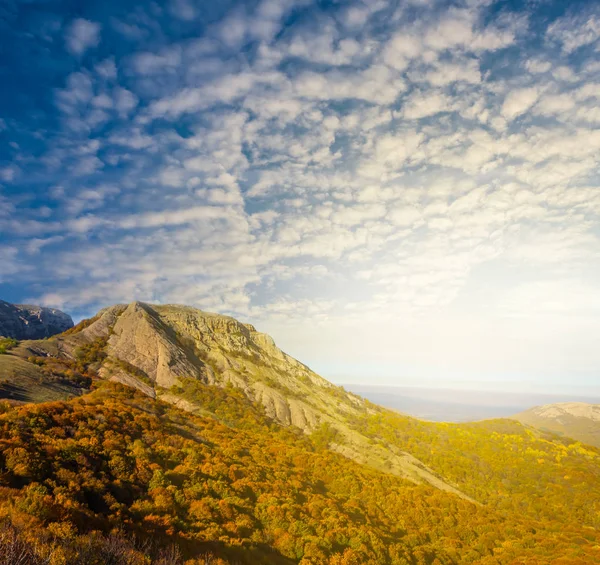 Осіння Гірська Долина Драматичному Заході Сонця — стокове фото