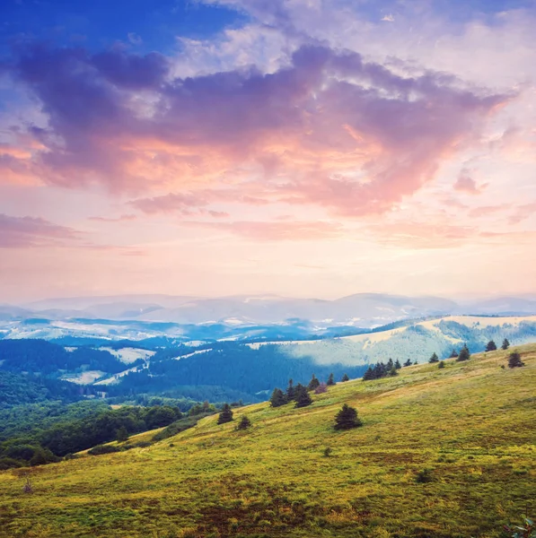 Grünes Bergtal Abend — Stockfoto