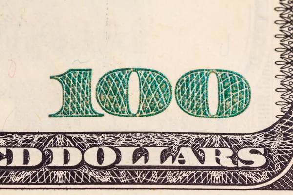 Closeup Hundred Dollar Banknote Corner — Stock Photo, Image
