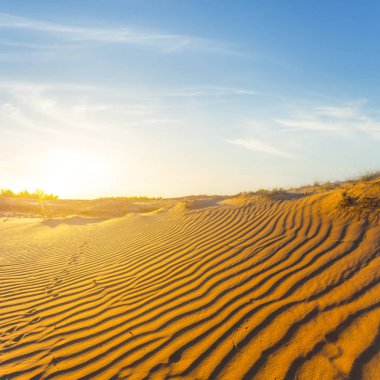 gün batımında sıcak kumlu çöl