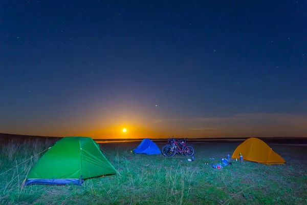 Campamento Turístico Por Noche — Foto de Stock