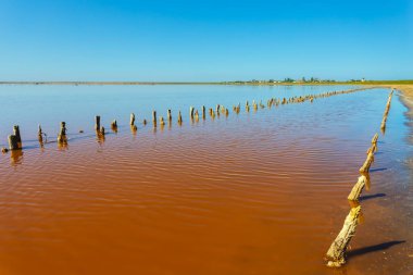 güzel kırmızı Tuz Gölü ile eski bir kurguları kalır