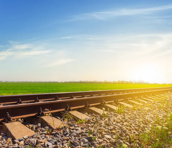 Closeup Railway Sunset — Stock Photo, Image
