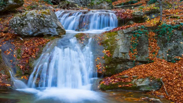 Closeup Waterfall Mountain River — Stock Photo, Image