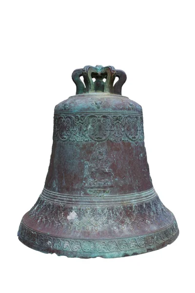 Closeup Old Medievall Bronze Bell Isolated White Background — Stock Photo, Image