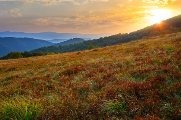 Mount Slope Grass Dramatic Sunset — 스톡 사진