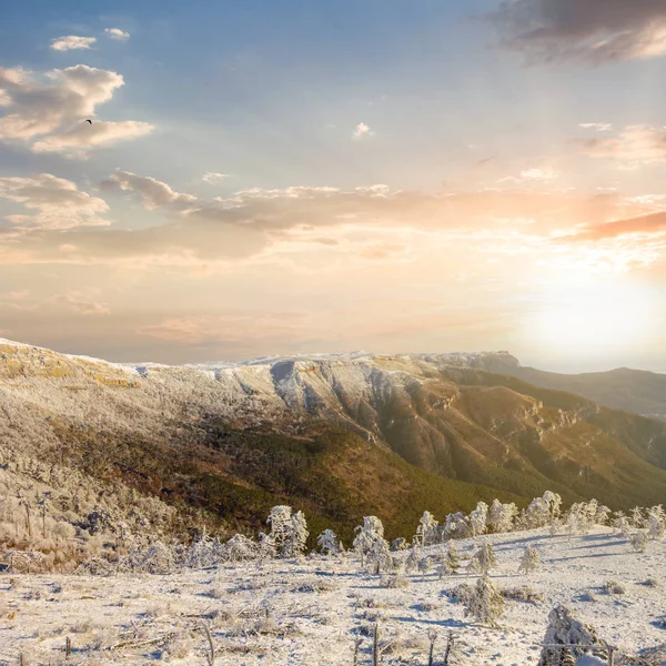 Winter Snowbound Hills Sunset — Stock Photo, Image