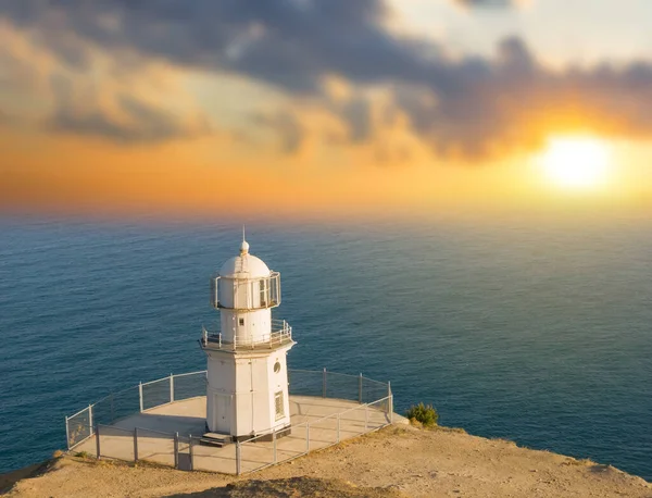 Faro Cabo Marino Atardecer — Foto de Stock