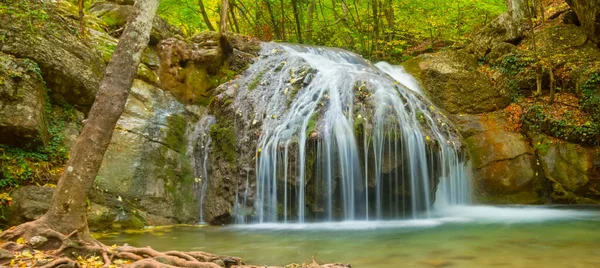 Closeup Beautiful Waterfall Mountain River — Stock Photo, Image