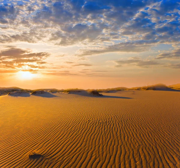Dramatische Zonsondergang Boven Een Hete Zandwoestijn — Stockfoto