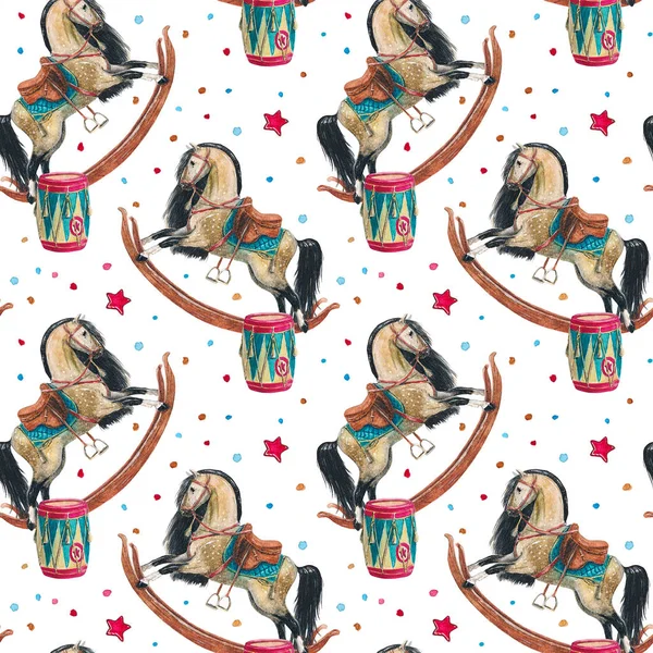 Seamless rocking horse pattern