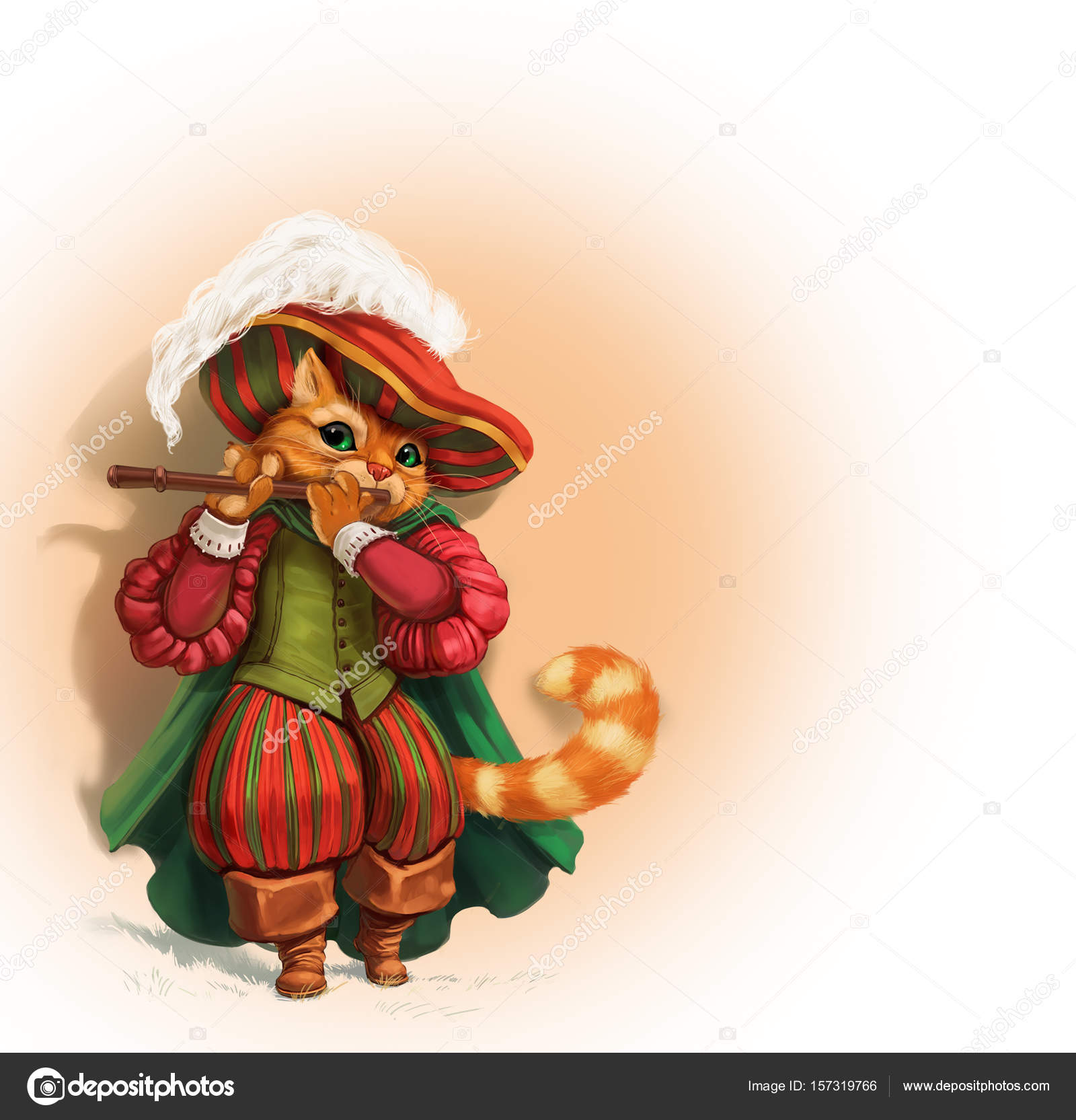 Flüt çalmaya Çizmeli kedi — Stok Foto © AnnaNenasheva 157319766