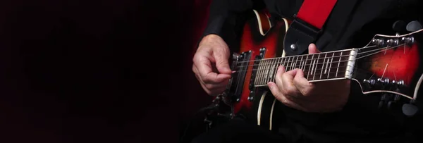 Handen Van Gitarist Gitaar Close Elektrische Gitaar Spelen — Stockfoto
