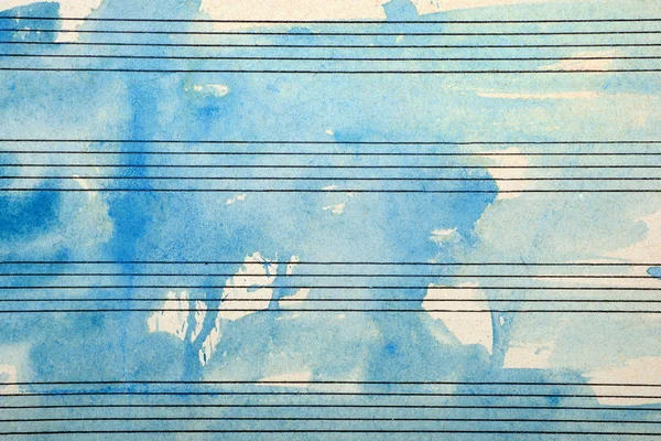 Folha Música Antiga Tinta Aquarela Azul Conceito Música Blues Abstrato — Fotografia de Stock