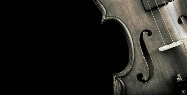 Fragmento Violín Sobre Fondo Negro Cartel Concierto Para Música Clásica —  Fotos de Stock