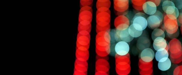 Abstrakcyjne Niewyraźne Tło Zamglone Światła Zamazana Girlanda Wielobarwnymi Światłami Czerwona — Zdjęcie stockowe