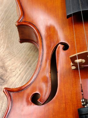 fragment of an old violin close-up.