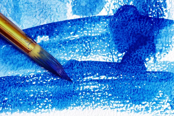 Papel Aquarela Tinta Aquarela Azul Papel Aquarela Molhado Fundo Azul — Fotografia de Stock