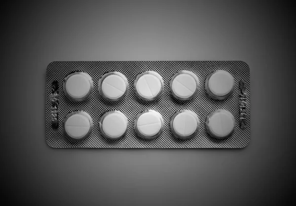 Medicin tablett piller svart och vitt — Stockfoto