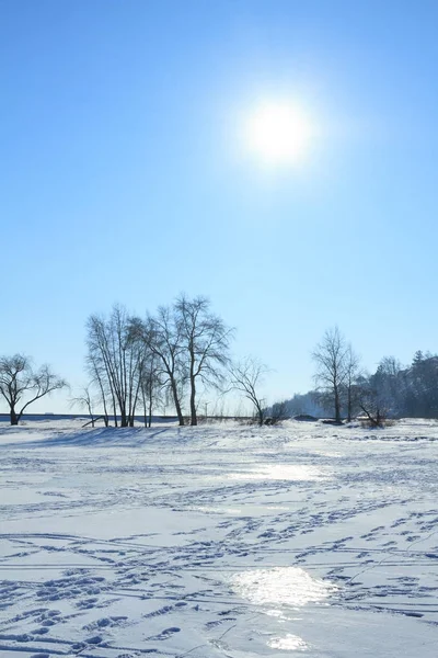 Winter landscape on the lake — Stock Photo, Image