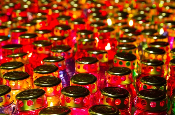 Many glass lamps candles — Stock Photo, Image