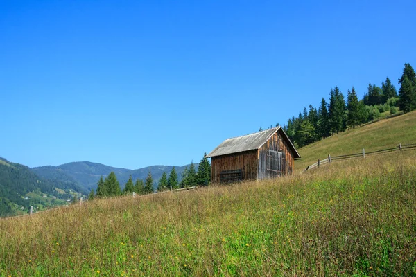 Lonely abandoned house in the Carpathian mountains , Verkhovyna — Stock Photo, Image