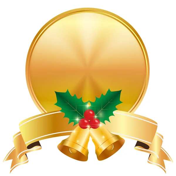 Christmas holly medal icon — Stock Vector