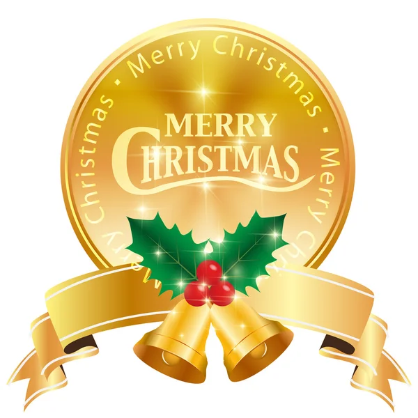 Ícone de medalha de Natal azevinho — Vetor de Stock