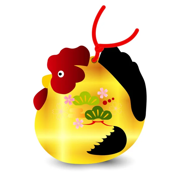 Coq poulet carte de voeux icône — Image vectorielle