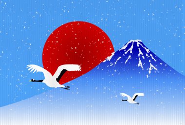 Horoz Fuji yeni yıl kartı arka plan