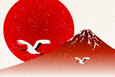 Horoz Fuji yeni yıl kartı arka plan