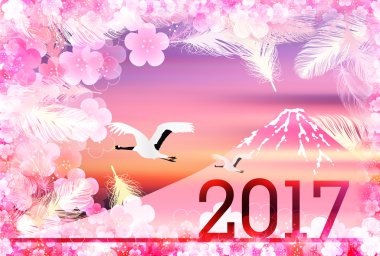 Horoz Fuji yeni yıl kartı arka plan