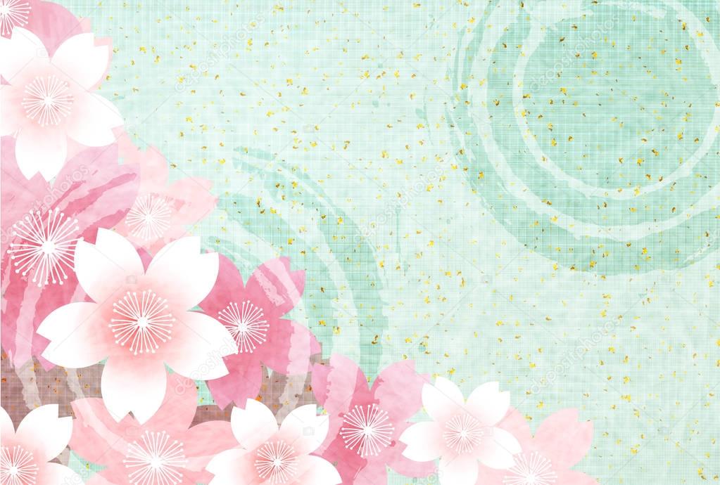 Cherry Japanese paper greeting card background
