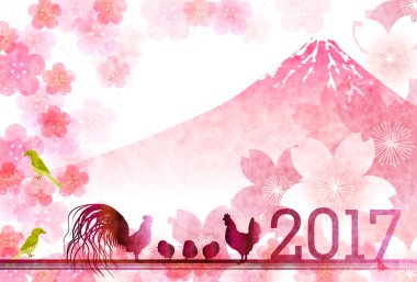  Horoz tavuk yeni yıl kartı arka plan