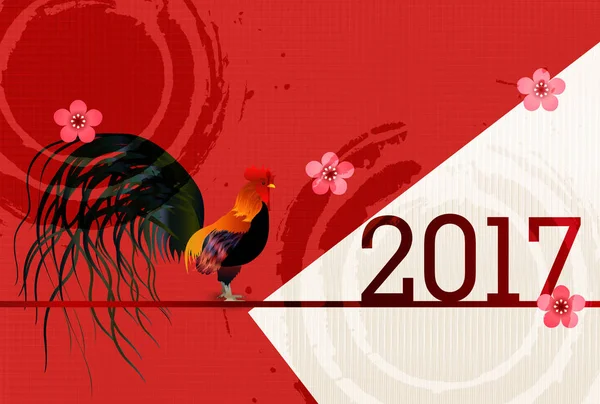 Kogut kurczak nowy rok karta tło — Wektor stockowy
