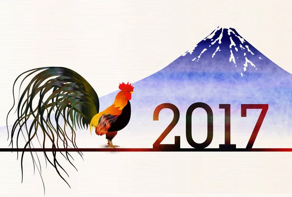 Новогодняя открытка Рустера Фудзи — стоковый вектор