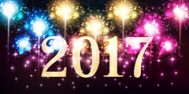 Havai fişek yeni yıl gece gökyüzü arka plan